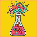 A chemical reaction in a flask.